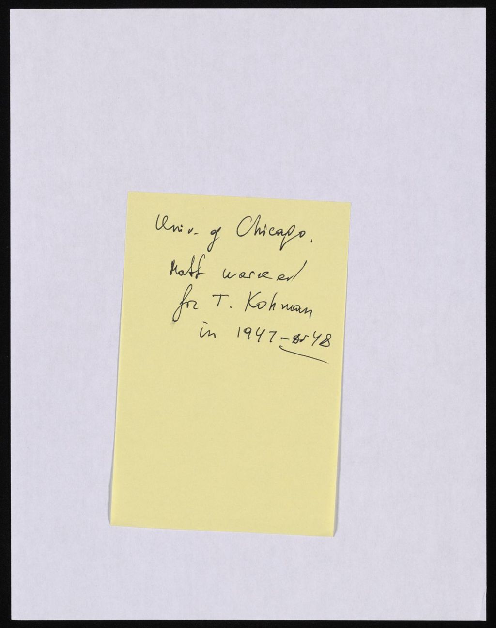 University of Chicago, 1953 - 1957