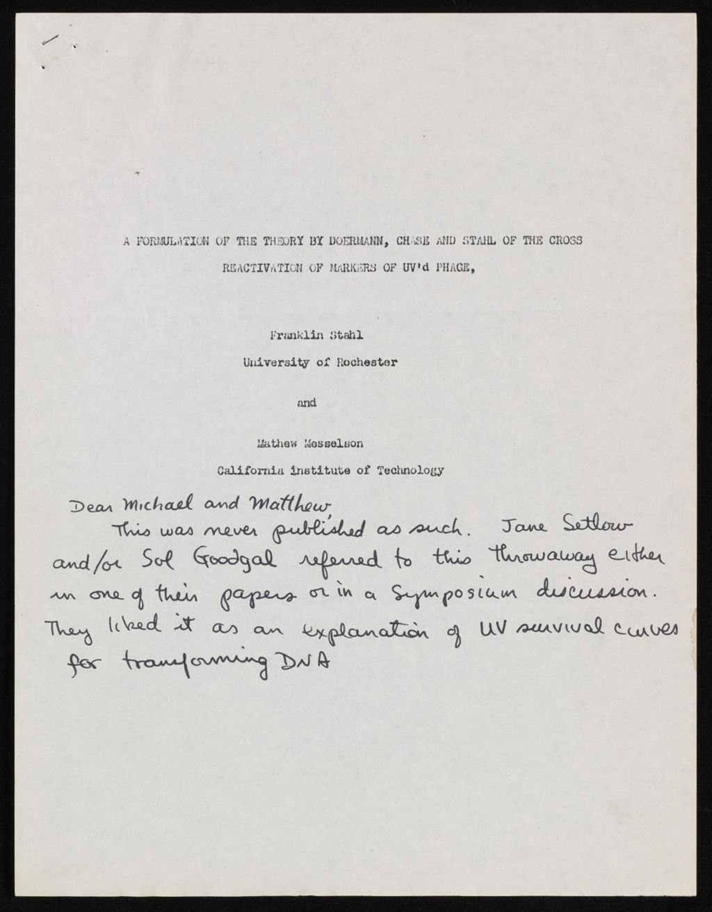 Miniature of Unpublished Phage, c. 1950s