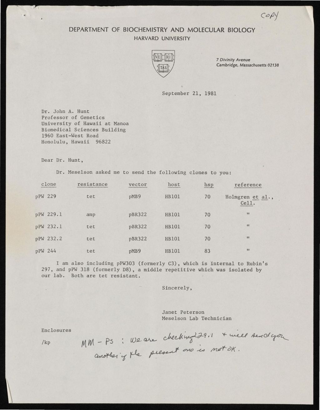 Plasmid Requests (3 of 4), 1977 - 1986