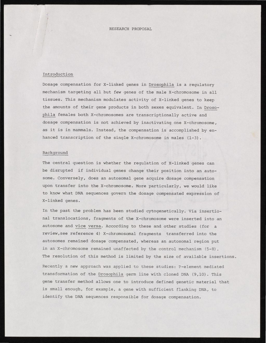 Sass Research Proposal, 1983