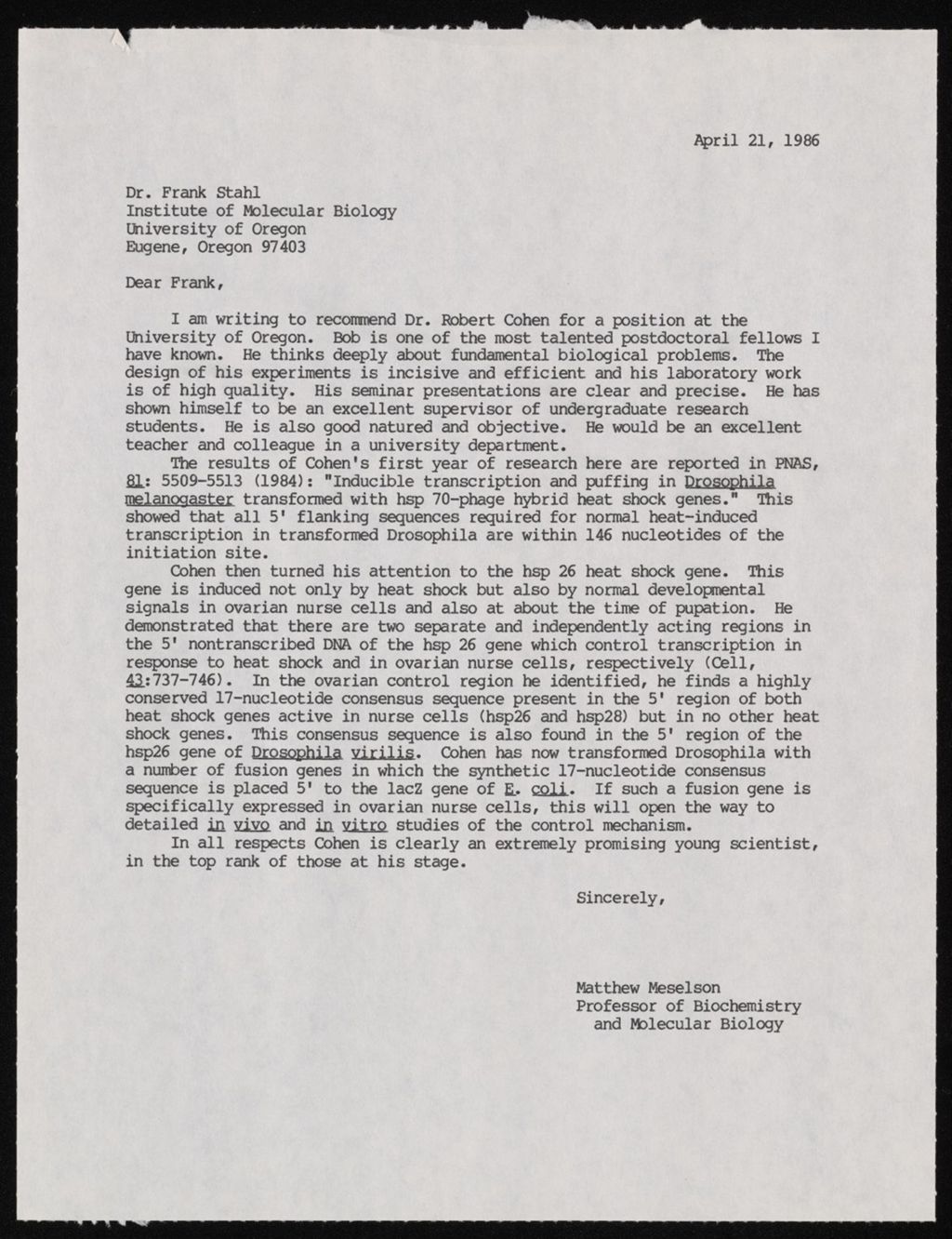 Cohen, Robert, 1986 - 1992