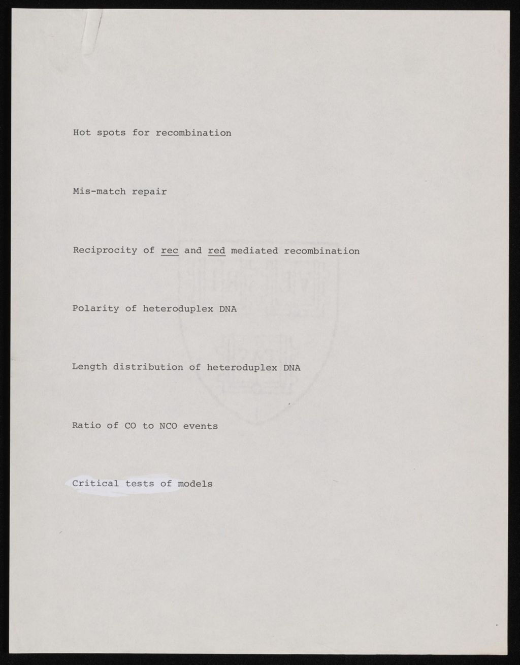 Recombination, 1975