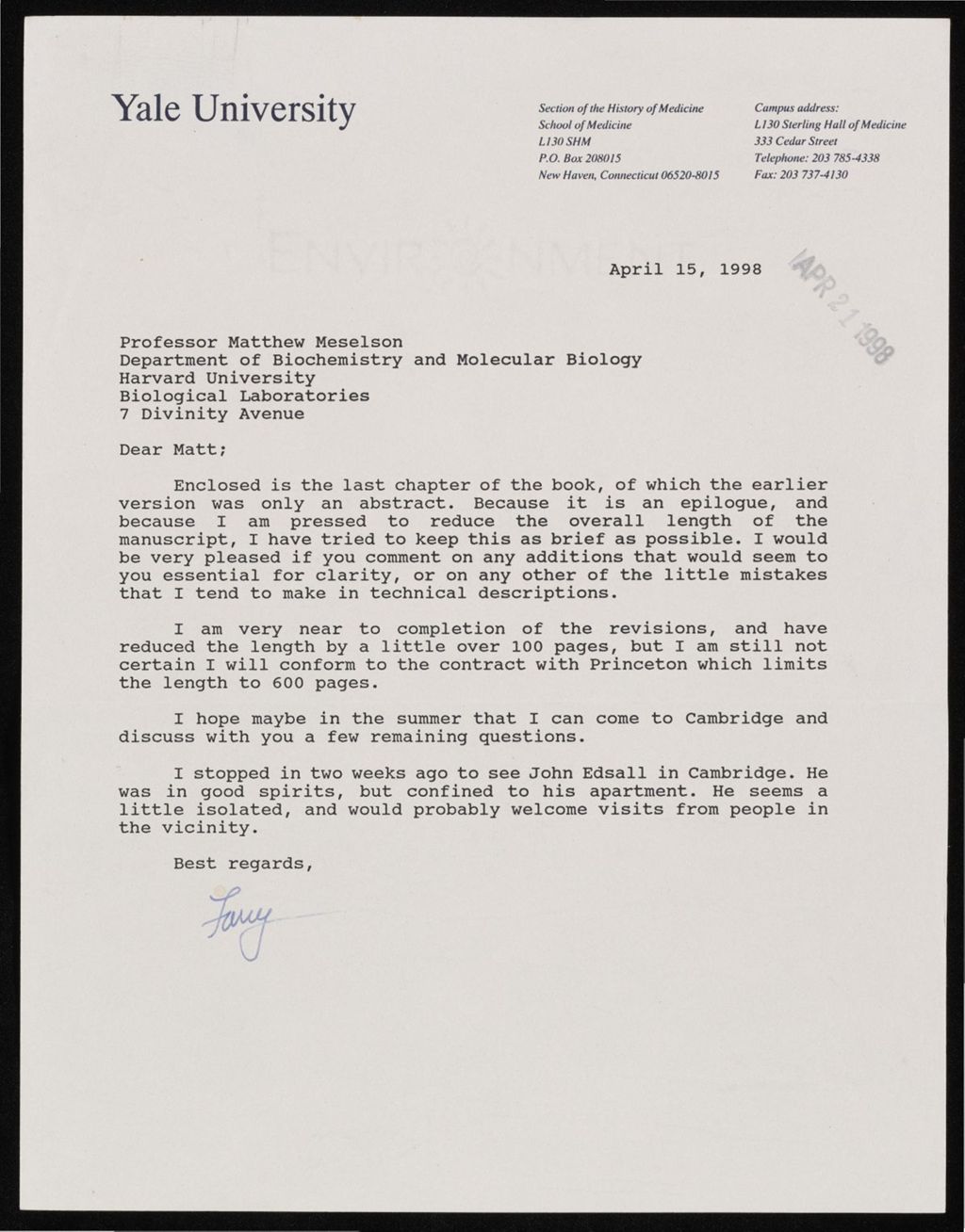 Correspondence (3 of 3), 1987 - 2002