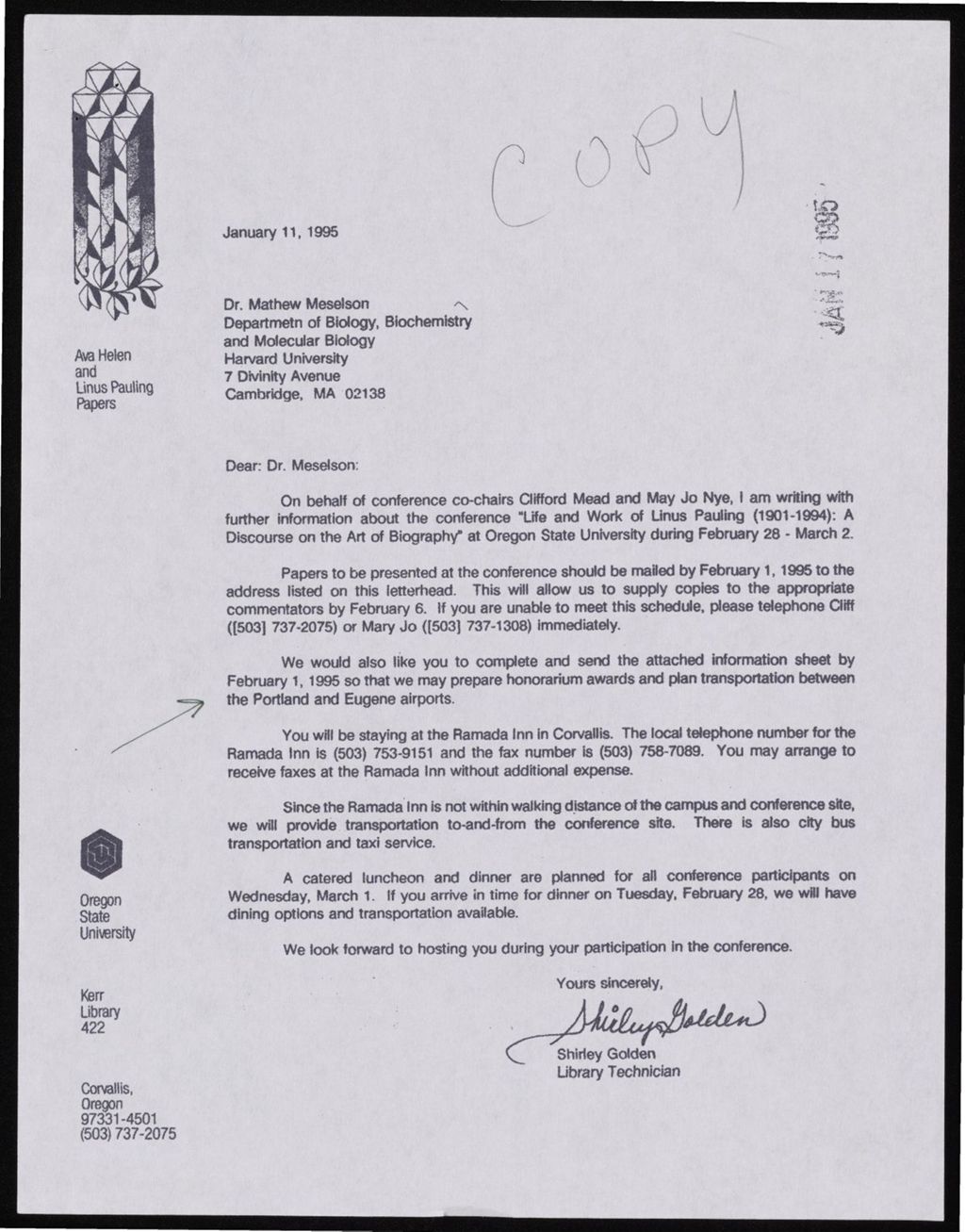 Corvalis Archive Conference, 1995